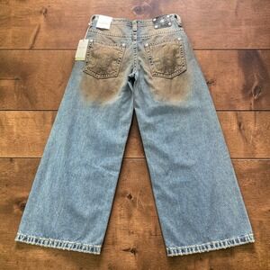 NEW‎ Miss Me Black Super Baggy Wide Leg Jeans 27x30 Vintage Blue Sandblasted NWT